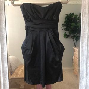 Formal Black Satin Mini-Dress